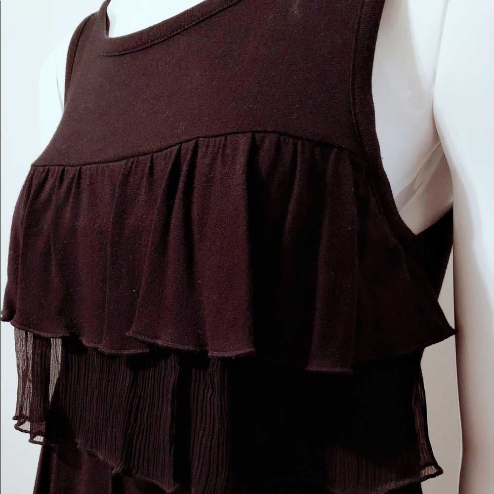 Sleeveless ruffle front dress